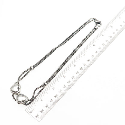 Tiffany & Co. 925 Sterling Vintage Italy Double Heart Rope Chain Necklace 16"
