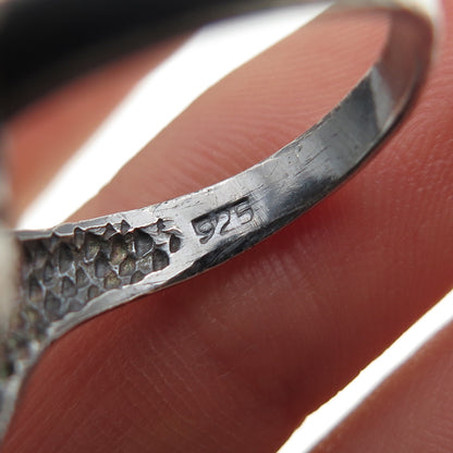 925 Sterling Silver Vintage Modernist Ribbed Oxidized Ring Size 6.75