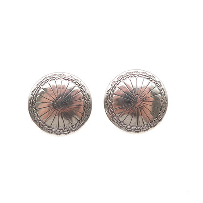 Old Pawn 925 Sterling Silver Vintage Southwestern Concho Tribal Earrings