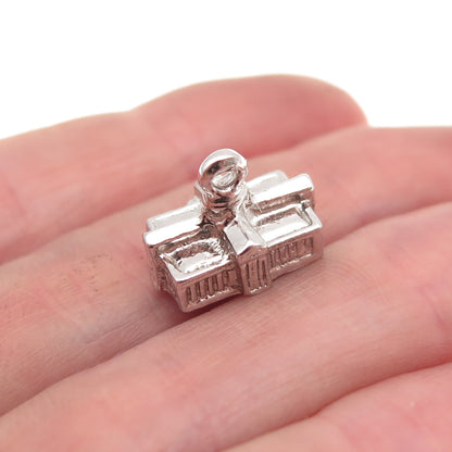 925 Sterling Silver Vintage US White House 3D Mini Charm Pendant
