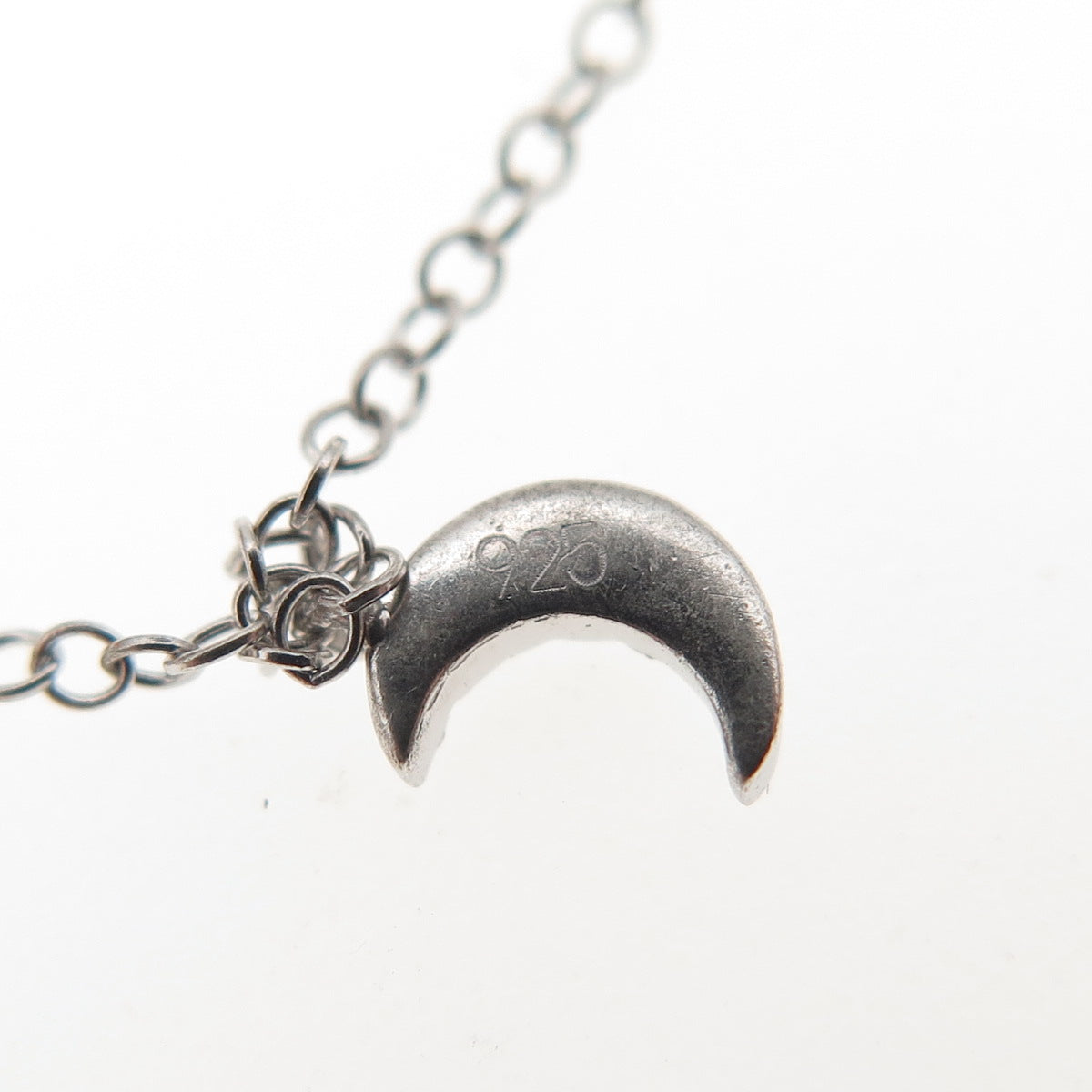Ella Stein Sterling Silver Real Round-Cut Diamond Crescent Chain Necklace 18-20"