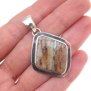 Peggy Skeets Navajo Old Pawn Sterling Silver Vintage Jasper & Turquoise Pendant