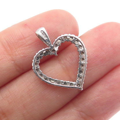 925 Sterling Silver Real Diamond Accent Heart Minimalist Charm Pendant