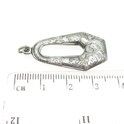 925 Sterling Silver Vintage Victorian Style Engraved Pendant