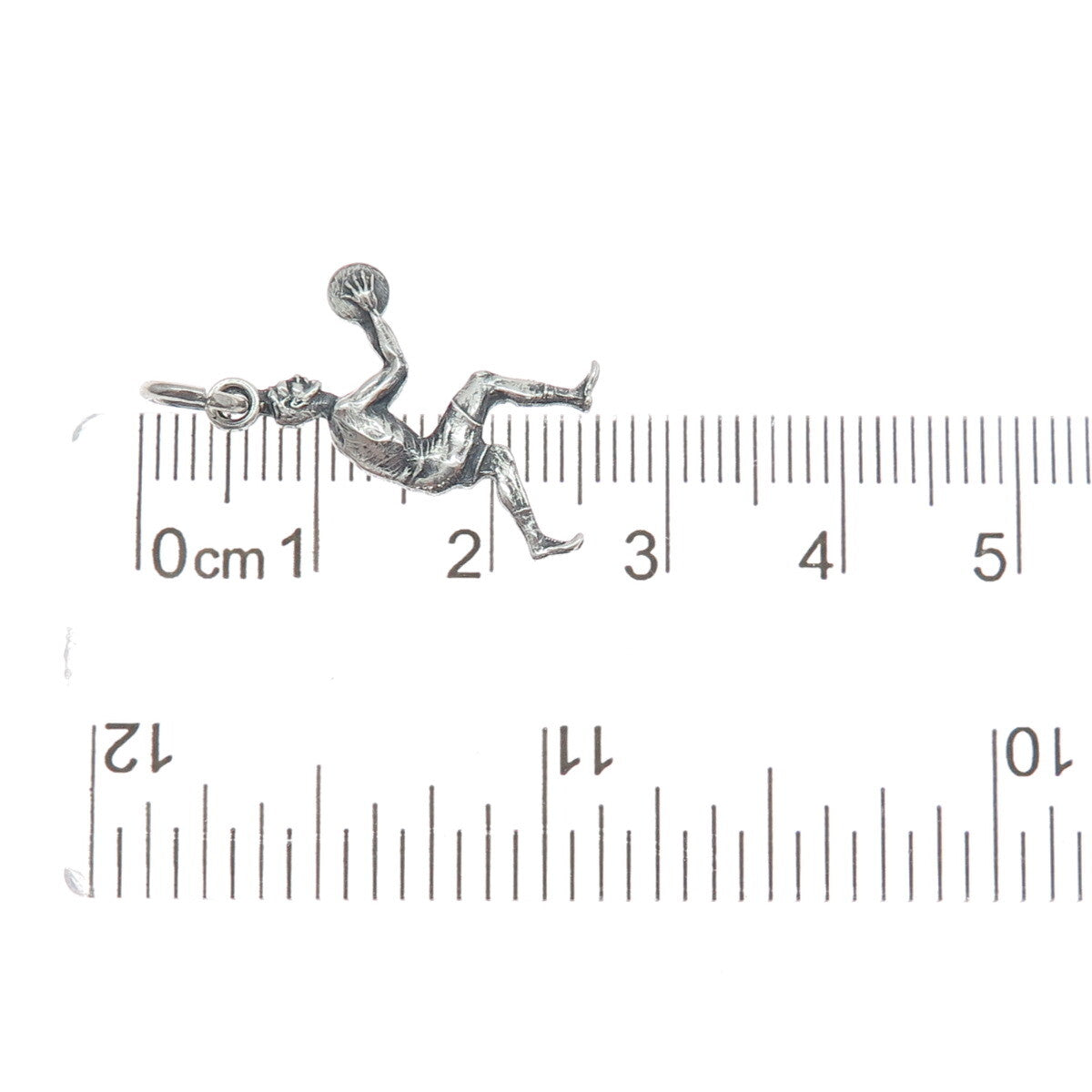 ART'S ELEGANCE 925 Sterling Silver Vintage Basketball Player Oxidized Pendant
