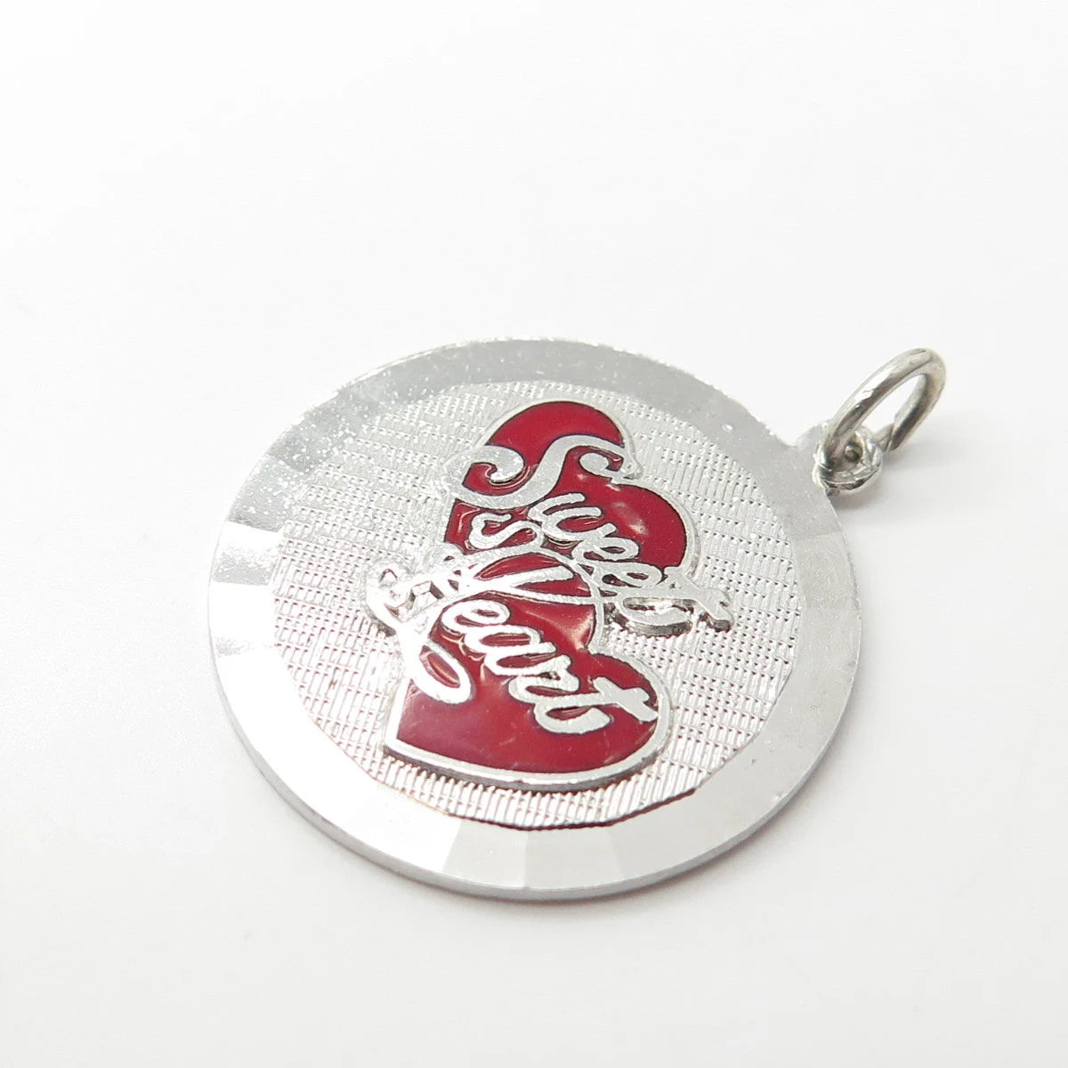 925 Sterling Silver Vintage Griffith & Sons Co Enamel Sweet Heart Charm Pendant