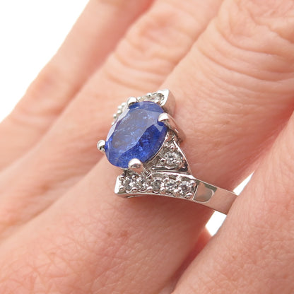 RJ Graziano 925 Sterling Silver Real Tanzanite & White Topaz Ring Size 8