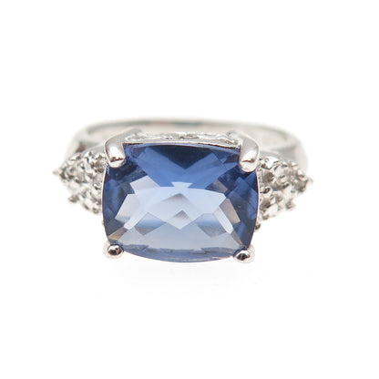 Ross Simons 925 Sterling Silver Real Diamond & Iolite Ring Size 5.25