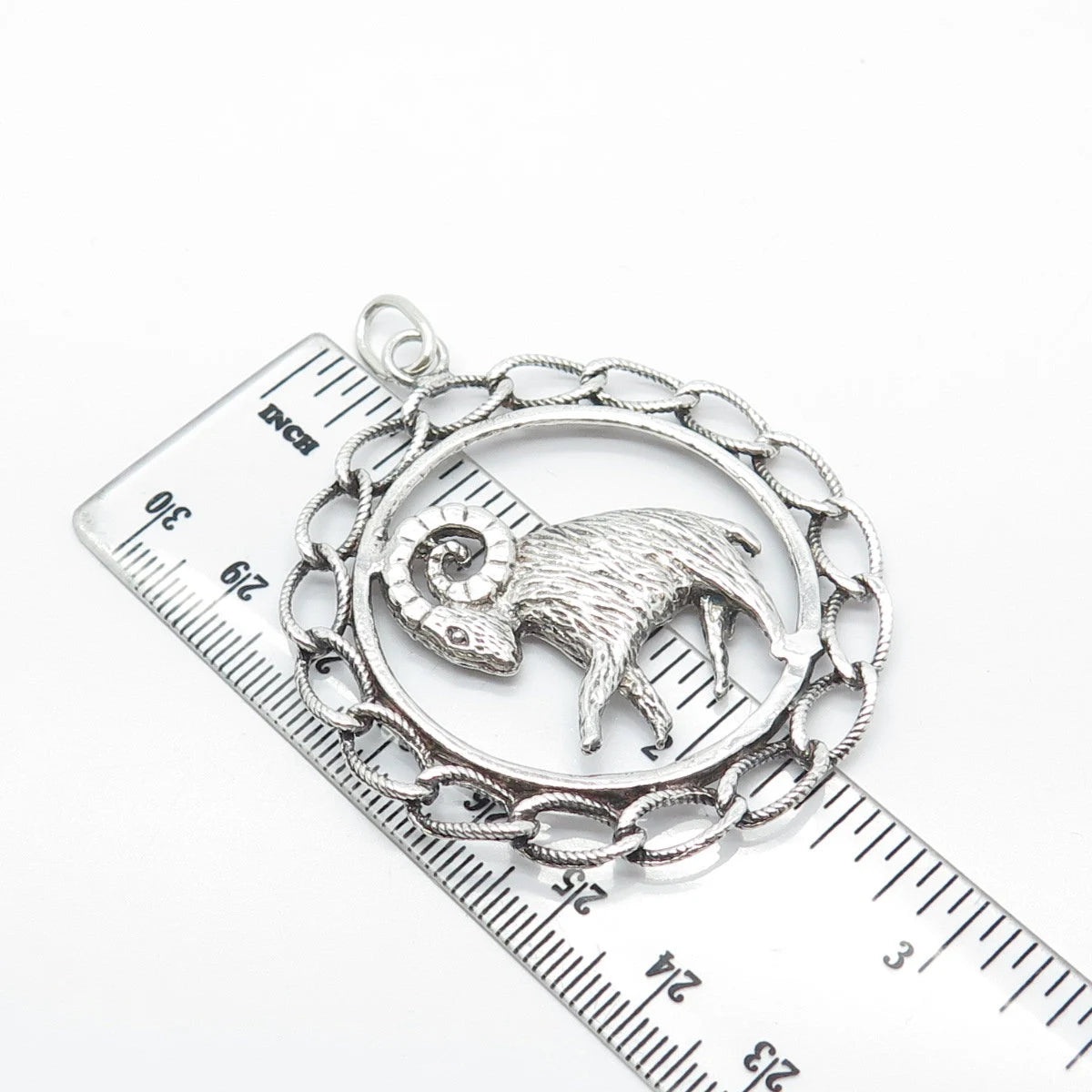 925 Sterling Silver Vintage Aries Zodiac Sign Ornate Pendant