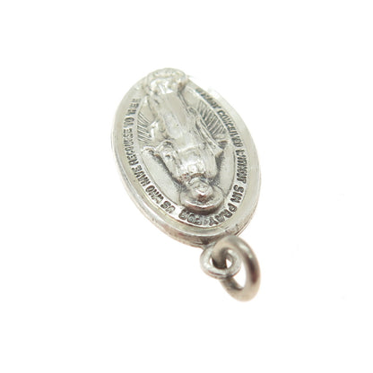 CHAPEL 925 Sterling Silver Antique Art Deco Saint Mary Minimalist Charm Pendant