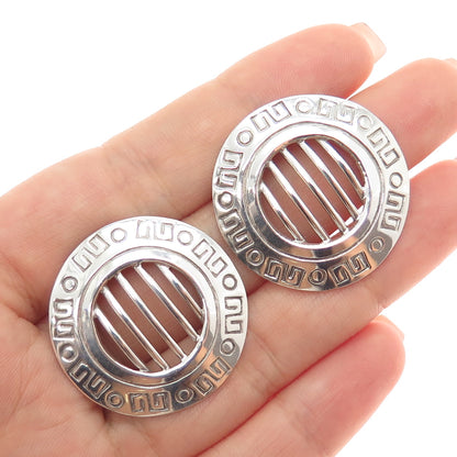 925 Sterling Silver Vintage Mexico Modernist Disc Earrings