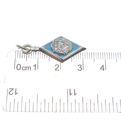 925 Sterling Silver Vintage Enamel Notre Dame de Namur University Charm Pendant