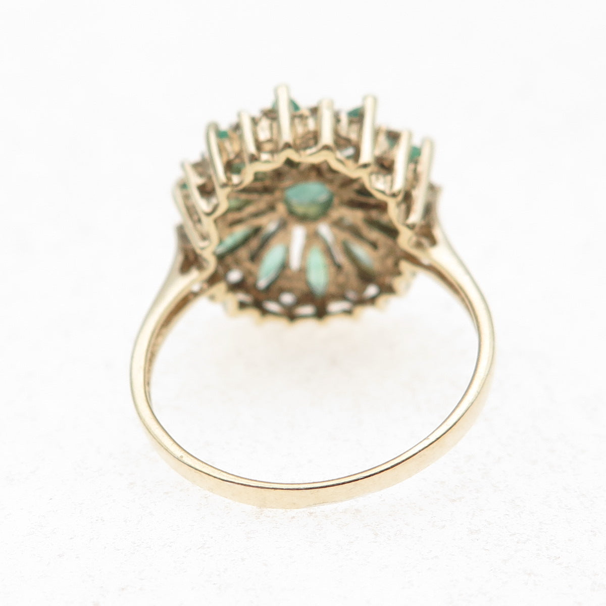 Stauer 925 Sterling Silver Gold Plated Real Emerald & White Topaz Ring Size 9