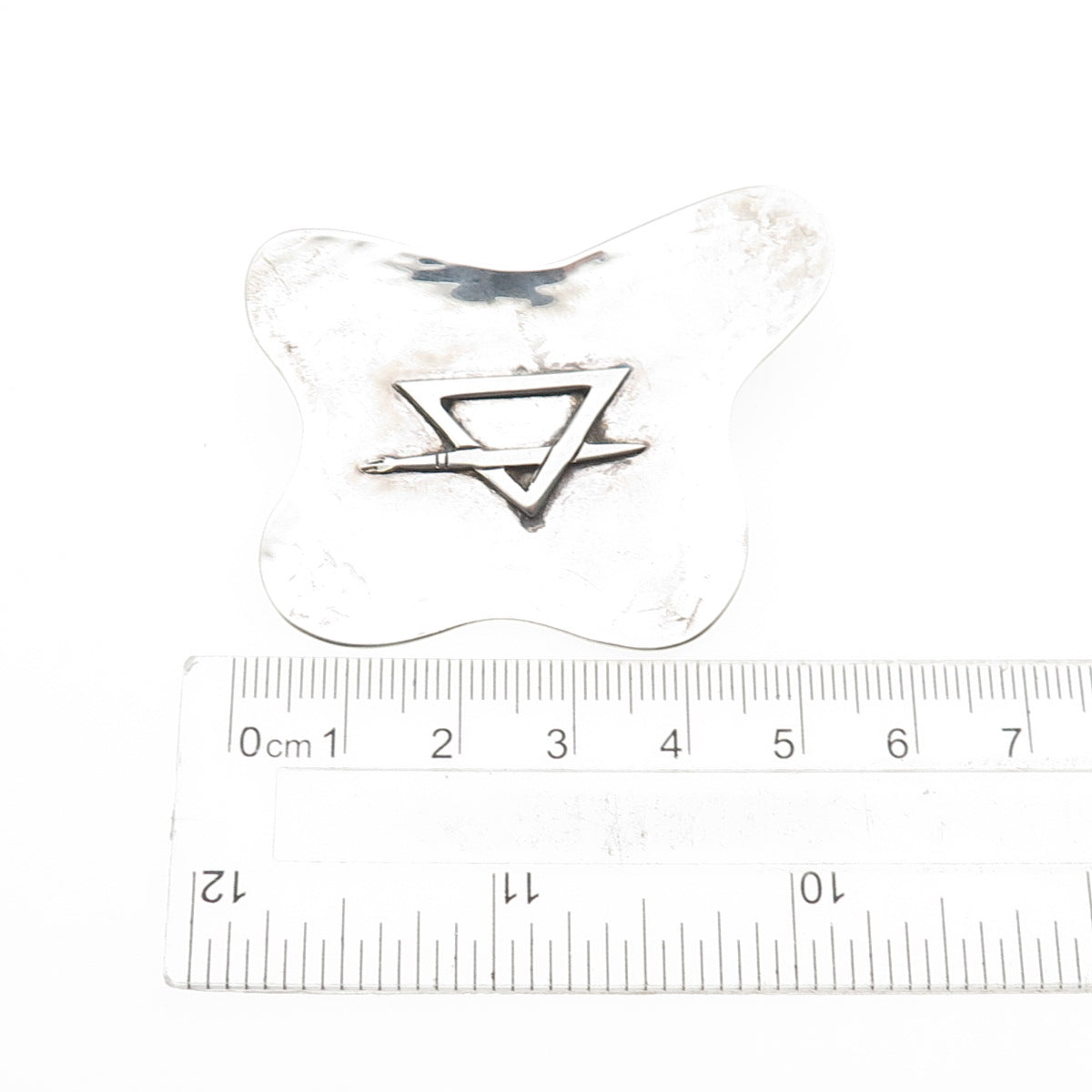 ARTE 925 Sterling Silver Vintage Modernist Abstract Hammered Pin Brooch