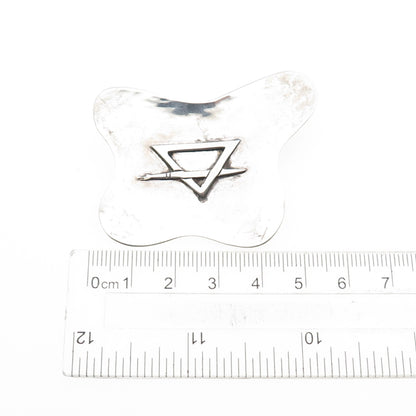 ARTE 925 Sterling Silver Vintage Modernist Abstract Hammered Pin Brooch