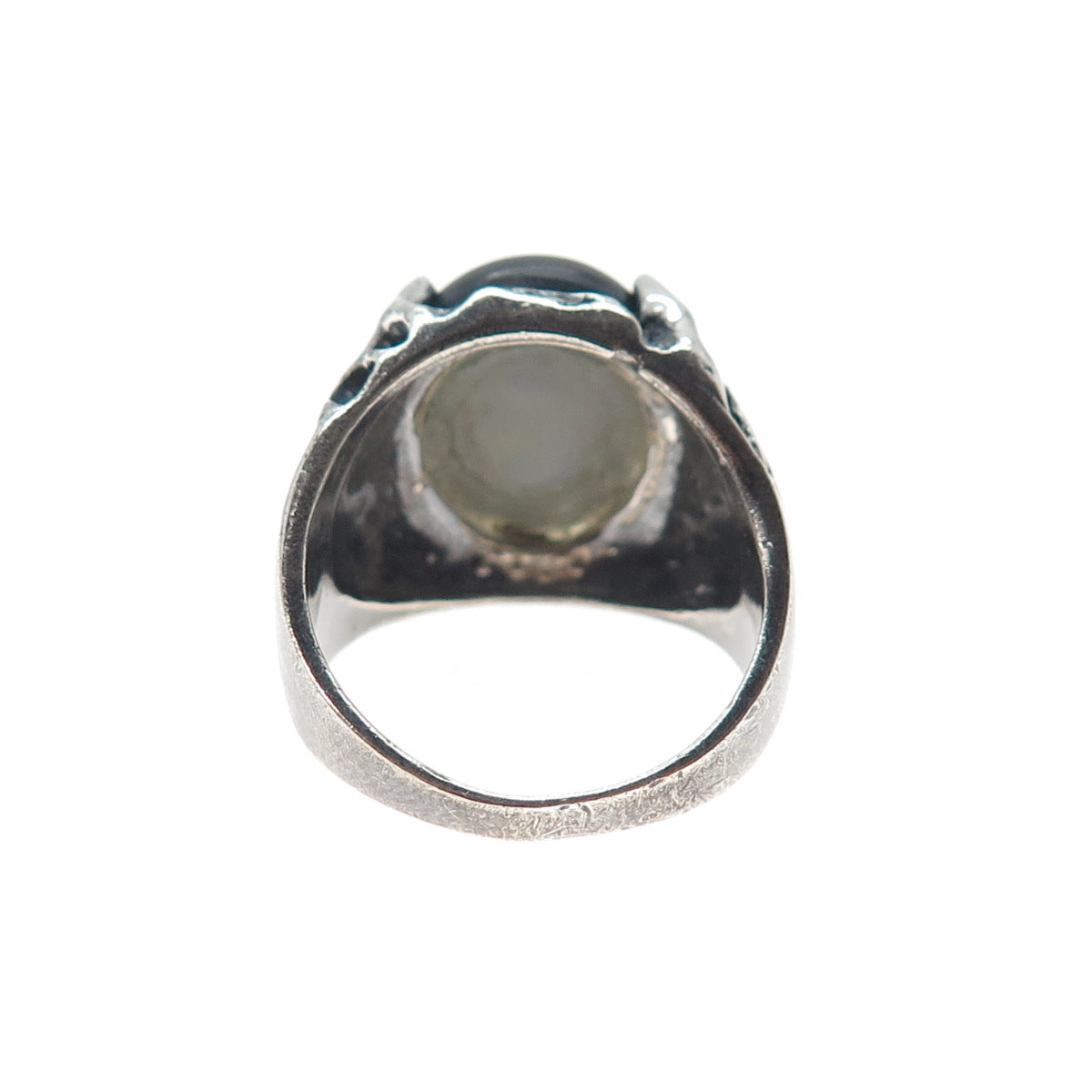 925 Sterling Silver Vintage Real Star Sapphire Modernist Oxidized Ring Size 9.5