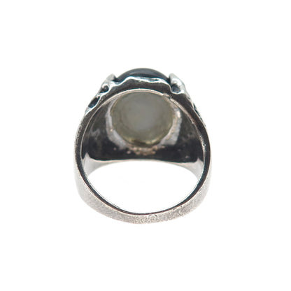 925 Sterling Silver Vintage Real Star Sapphire Modernist Oxidized Ring Size 9.5