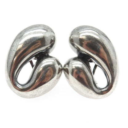 KRYPELL 925 Sterling Silver Vintage Modernist Omega Back Earrings