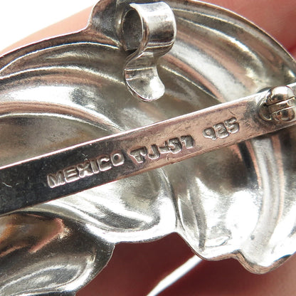 925 Sterling Silver Vintage Mexico Ribbed Pin Brooch / Pendant