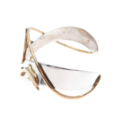 COURTNEY 925 Sterling Silver 2-Tone Vintage Dolphin Adjustable Bracelet 6.5"