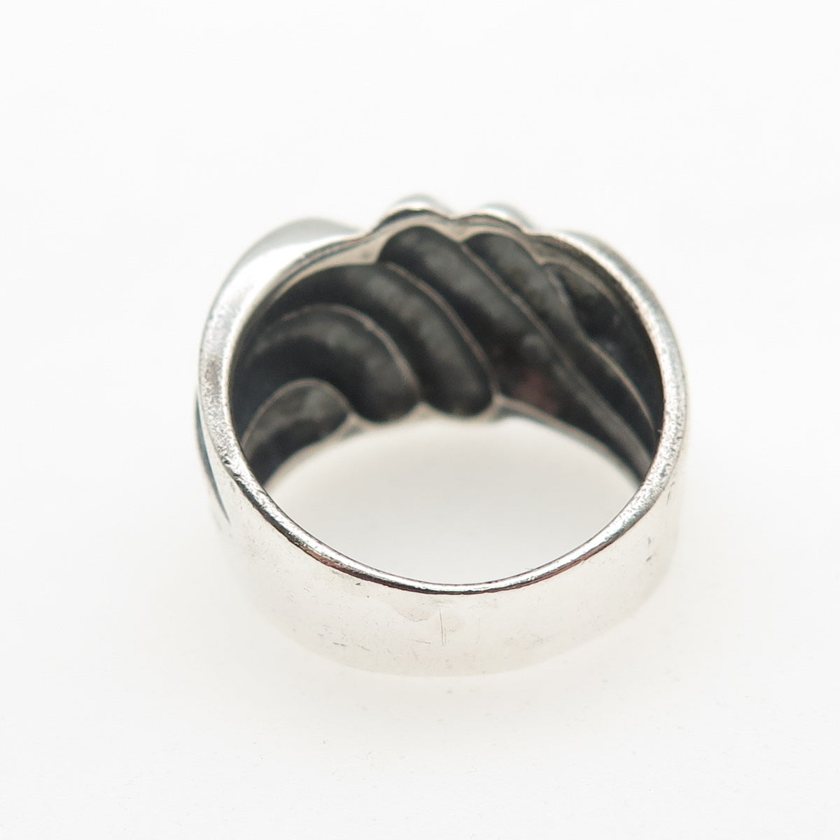 CHAPAL ZENRAY Sterling Silver Vintage Modernist Ribbed Oxidized Ring Size 6.25
