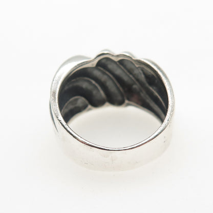 CHAPAL ZENRAY Sterling Silver Vintage Modernist Ribbed Oxidized Ring Size 6.25