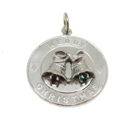 TOWN & COUNTRY 925 Sterling Silver Vintage Rhinestone Merry Christmas Pendant