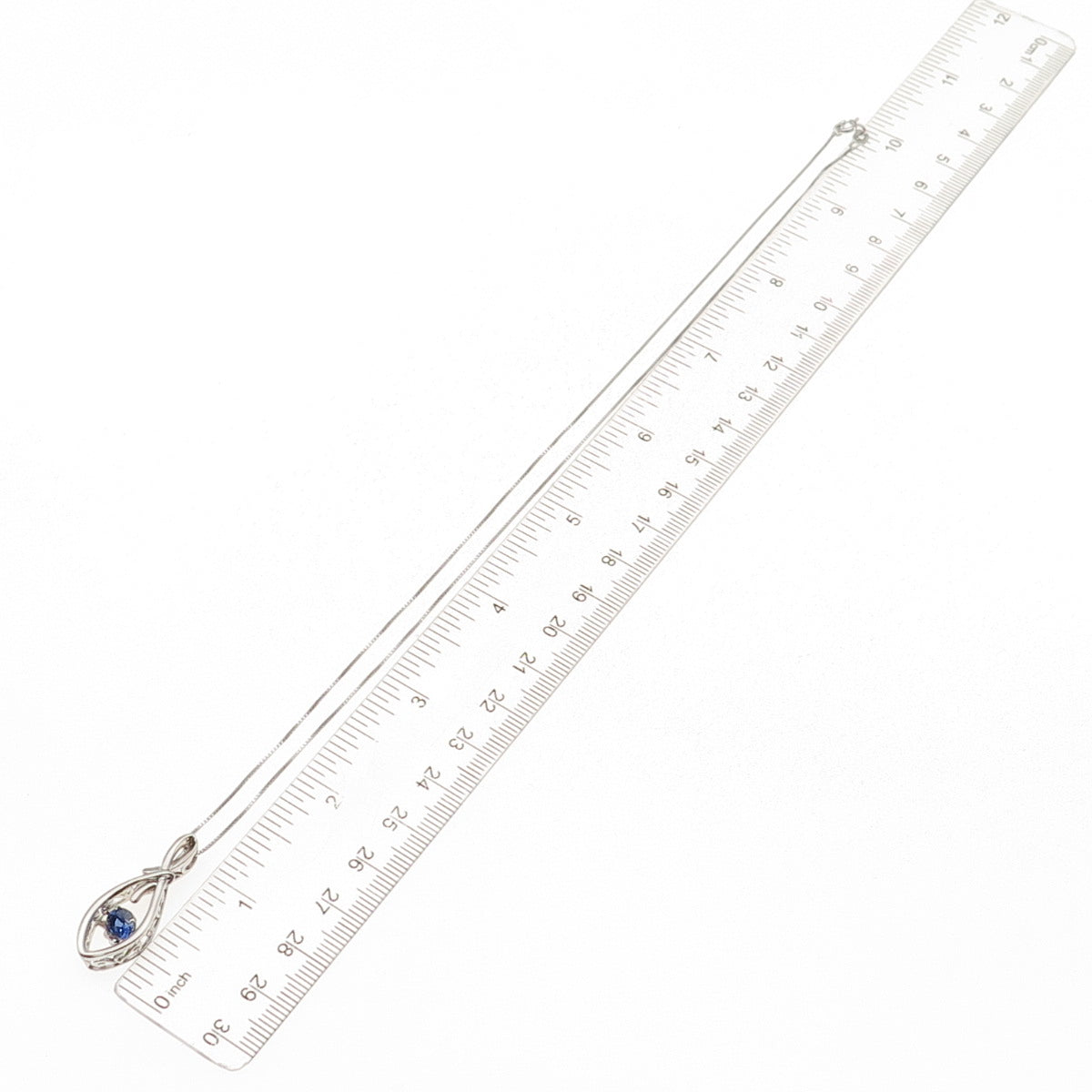 925 Sterling Silver Lab-Created Sapphire Infinity Box Chain Necklace 18"