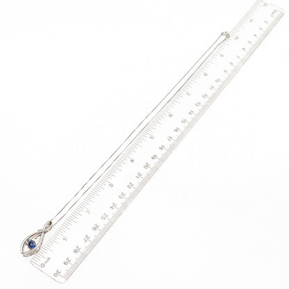 925 Sterling Silver Lab-Created Sapphire Infinity Box Chain Necklace 18"