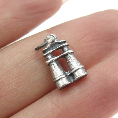 925 Sterling Silver Vintage Binoculars Minimalist 3D Charm Pendant