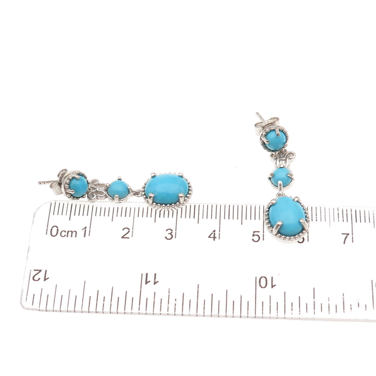 Chuck Clemency Sterling Silver Real Sleeping Beauty Turquoise Dangle Earrings