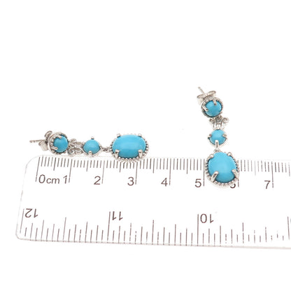 Chuck Clemency Sterling Silver Real Sleeping Beauty Turquoise Dangle Earrings
