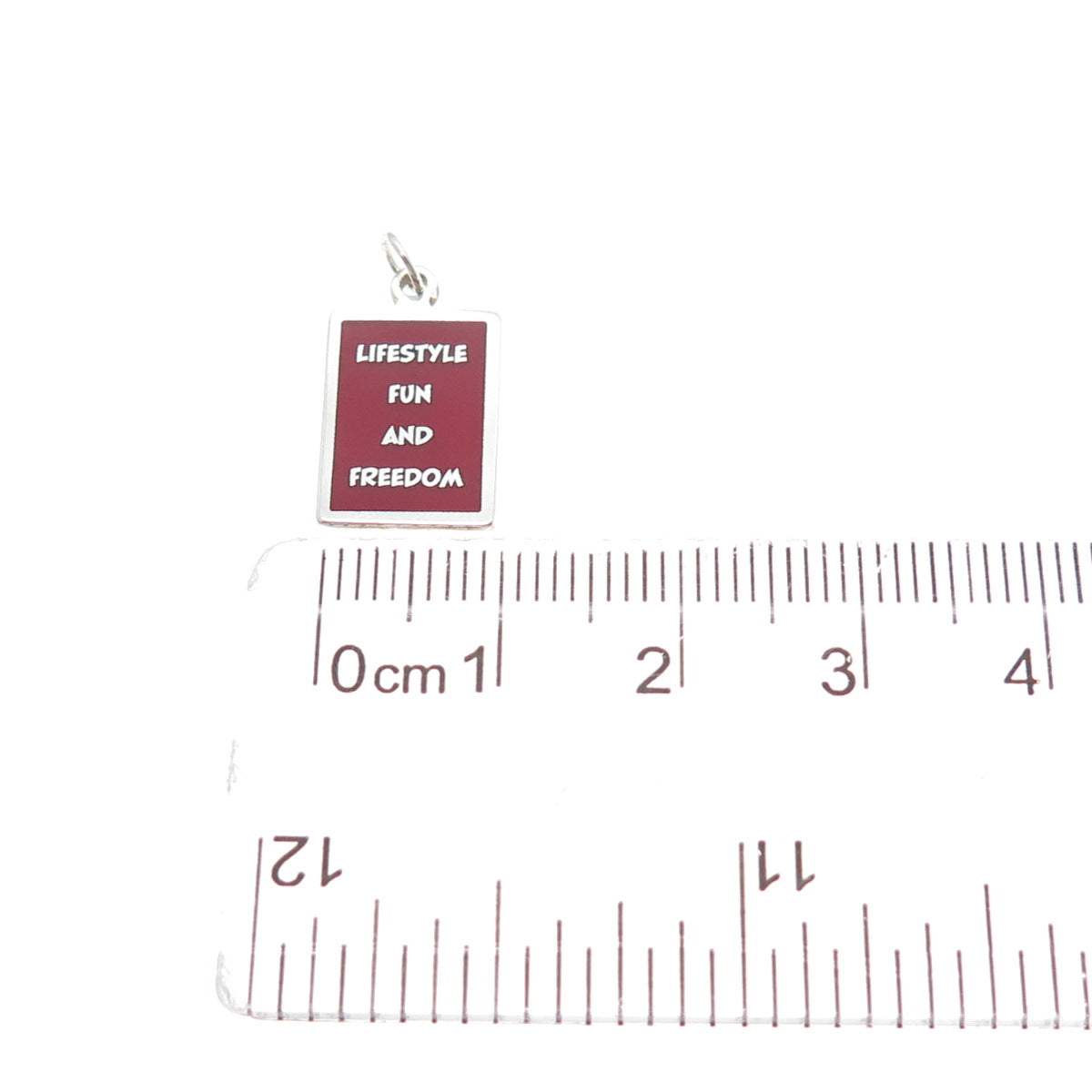925 Sterling Silver Red Enamel Lifestyle Fun & Freedom Minimalist Charm Pendant