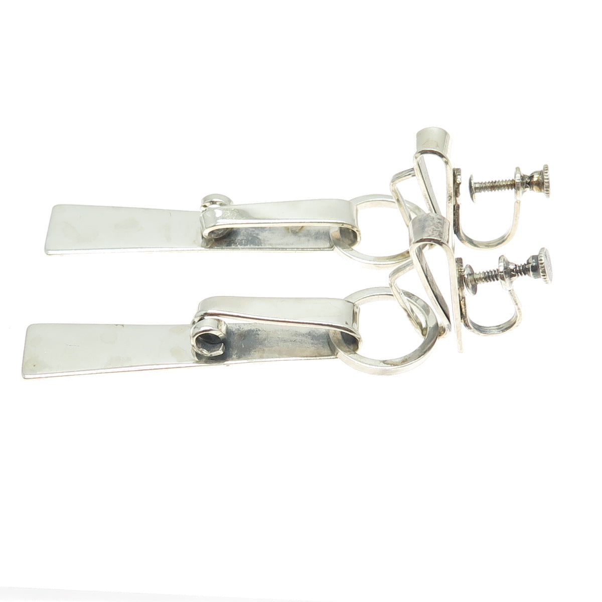 925 Sterling Silver Vintage Modernist Dangling Screw Back Earrings