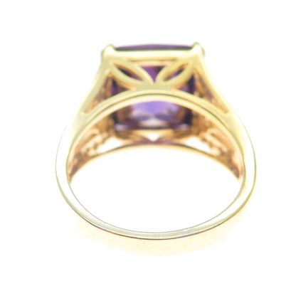 ROSS SIMONS 925 Sterling Silver Gold Plated Purple & White C Z Ring Size 7