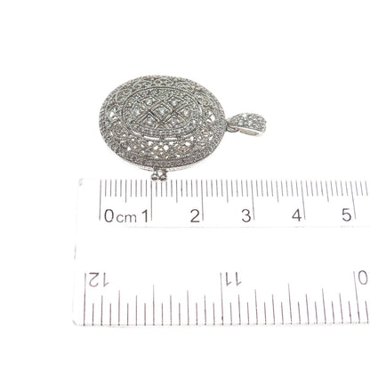 925 Sterling Silver Round-Cut C Z Locket Charm Pendant