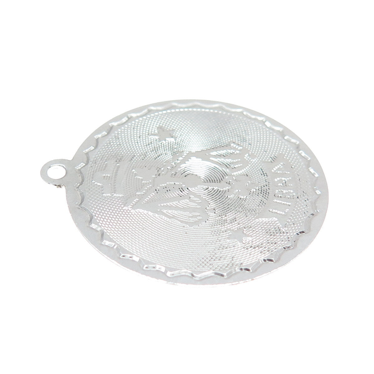 925 Sterling Silver Vintage Libra Zodiac Sign Round Pendant