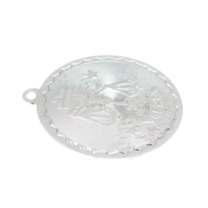 925 Sterling Silver Vintage Libra Zodiac Sign Round Pendant