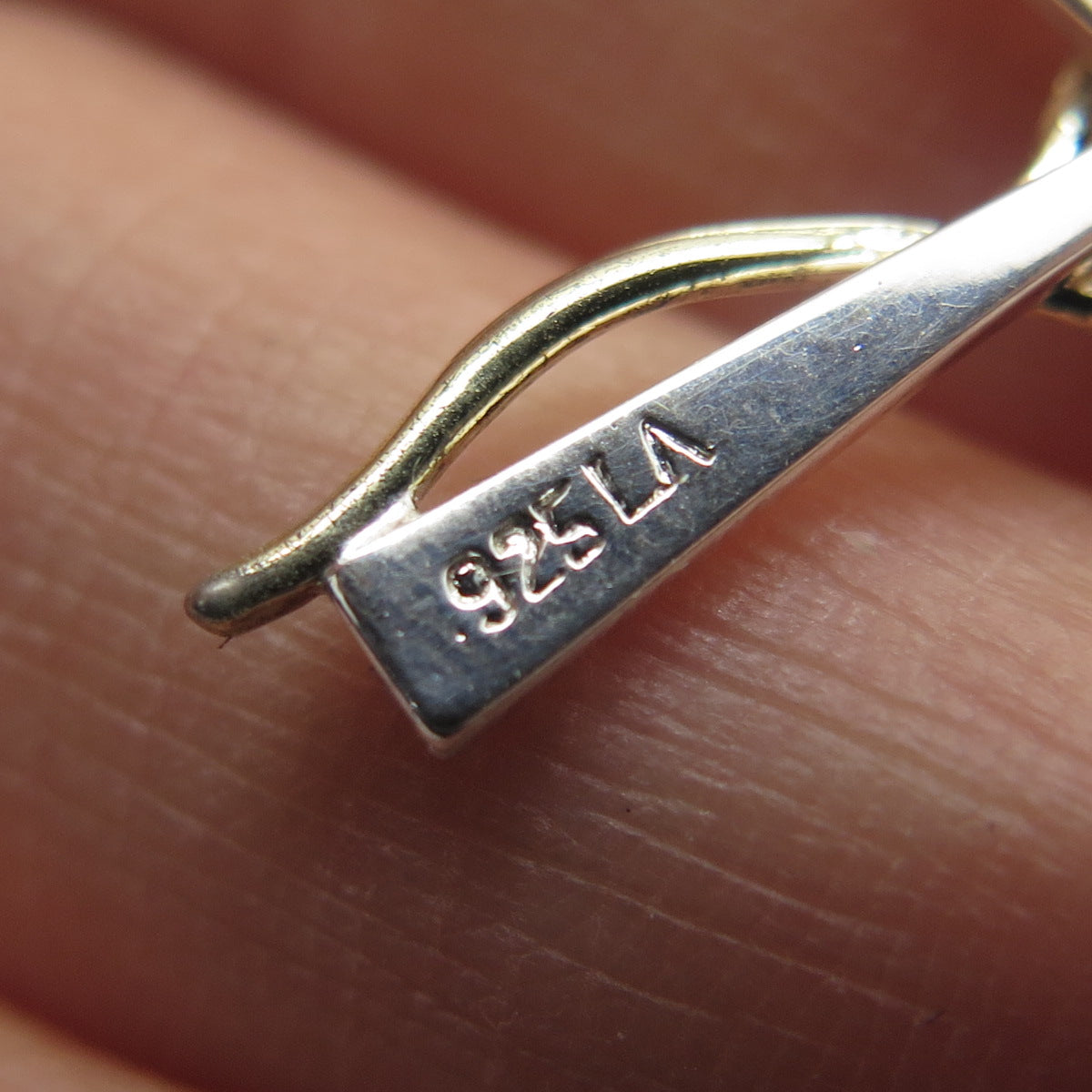 925 Sterling Silver 2-Tone Round-Cut C Z Heart Cross Pendant