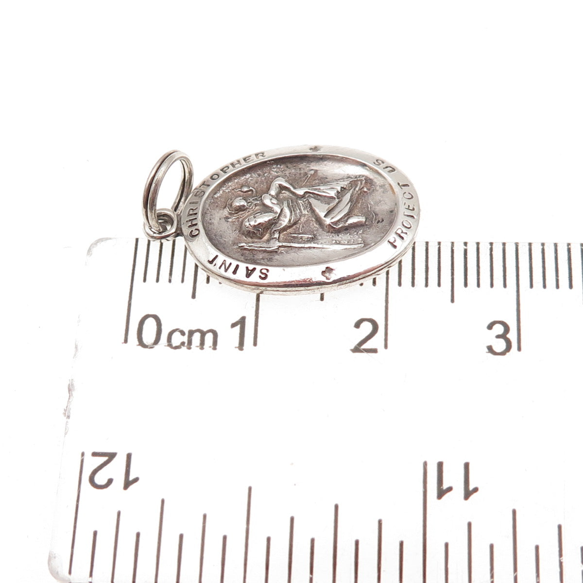 Avanti 925 Sterling Silver Vintage St. Christopher Medal Oxidized Charm Pendant