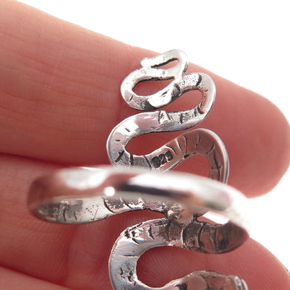 925 Sterling Silver Vintage Snake Oxidized Ring Size 8.5