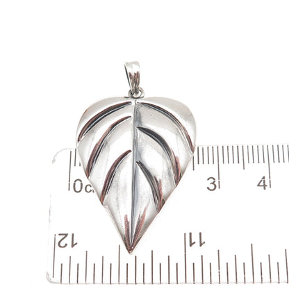 925 Sterling Silver Vintage Floral Leaf Oxidized Charm Pendant