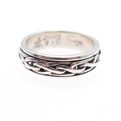 PETER STONE 925 Sterling Silver Vintage Celtic Knot Oxidized Band Ring Size 8