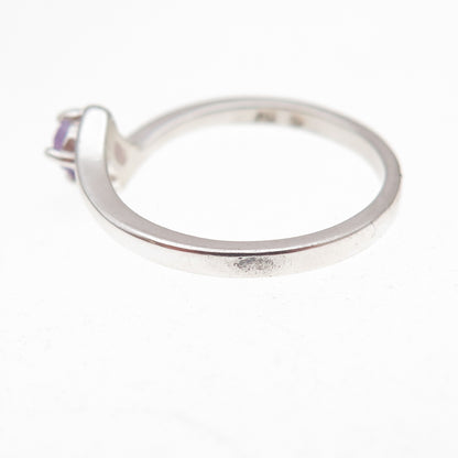 Nevada 925 Sterling Silver Vintage Real Amethyst Bypass Ring Size 6.25