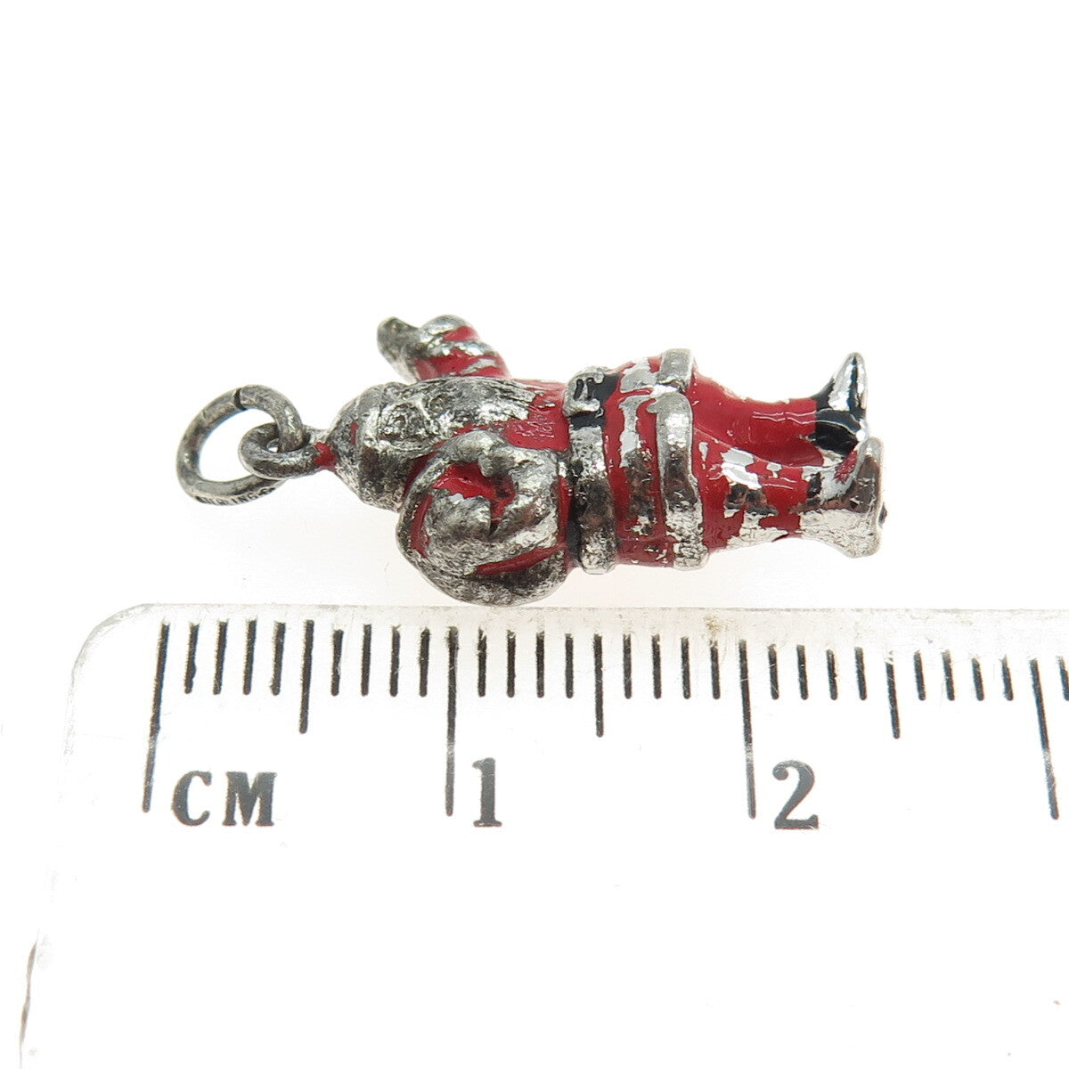 GRIFFITH & SONS CO 925 Sterling Silver Antique Enamel Santa Christmas Pendant