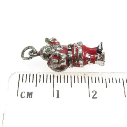 GRIFFITH & SONS CO 925 Sterling Silver Antique Enamel Santa Christmas Pendant