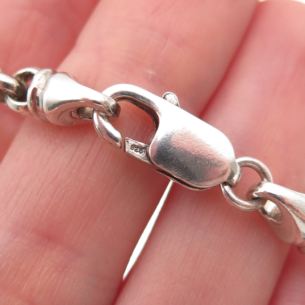 925 Sterling Silver Vintage London Ship’s Flags I Love You Charm Bracelet 7.75"