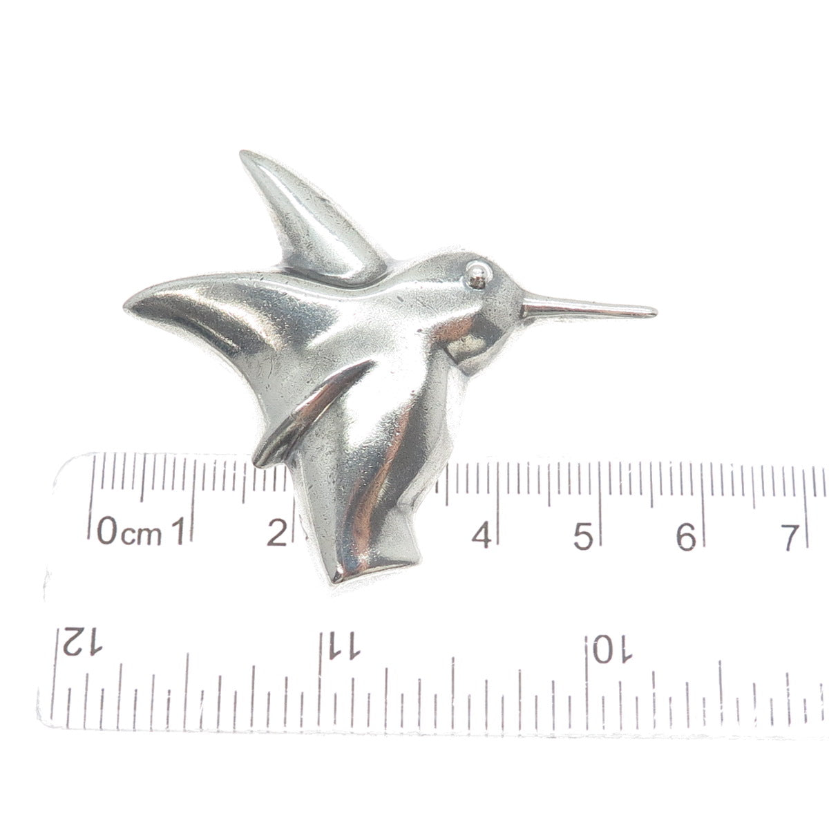 ZINA 925 Sterling Silver Vintage Modernist Hummingbird Oxidized Pin Brooch