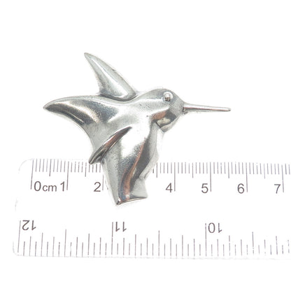 ZINA 925 Sterling Silver Vintage Modernist Hummingbird Oxidized Pin Brooch