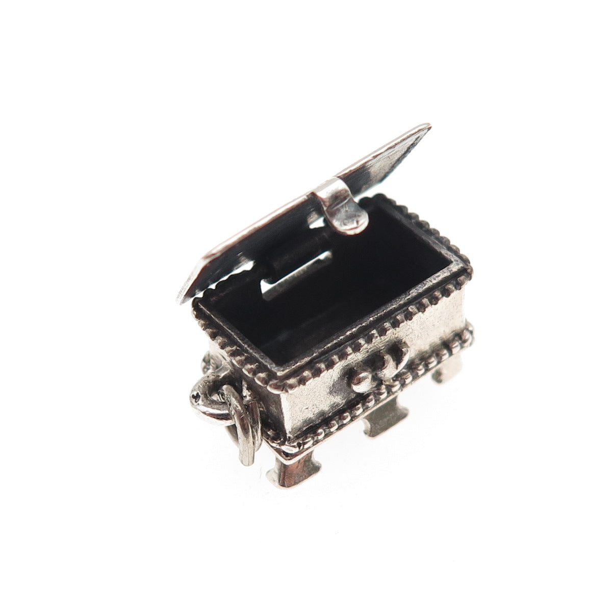 Beau 925 Sterling Silver Vintage Hope Chest 3D Box Mini Charm Pendant